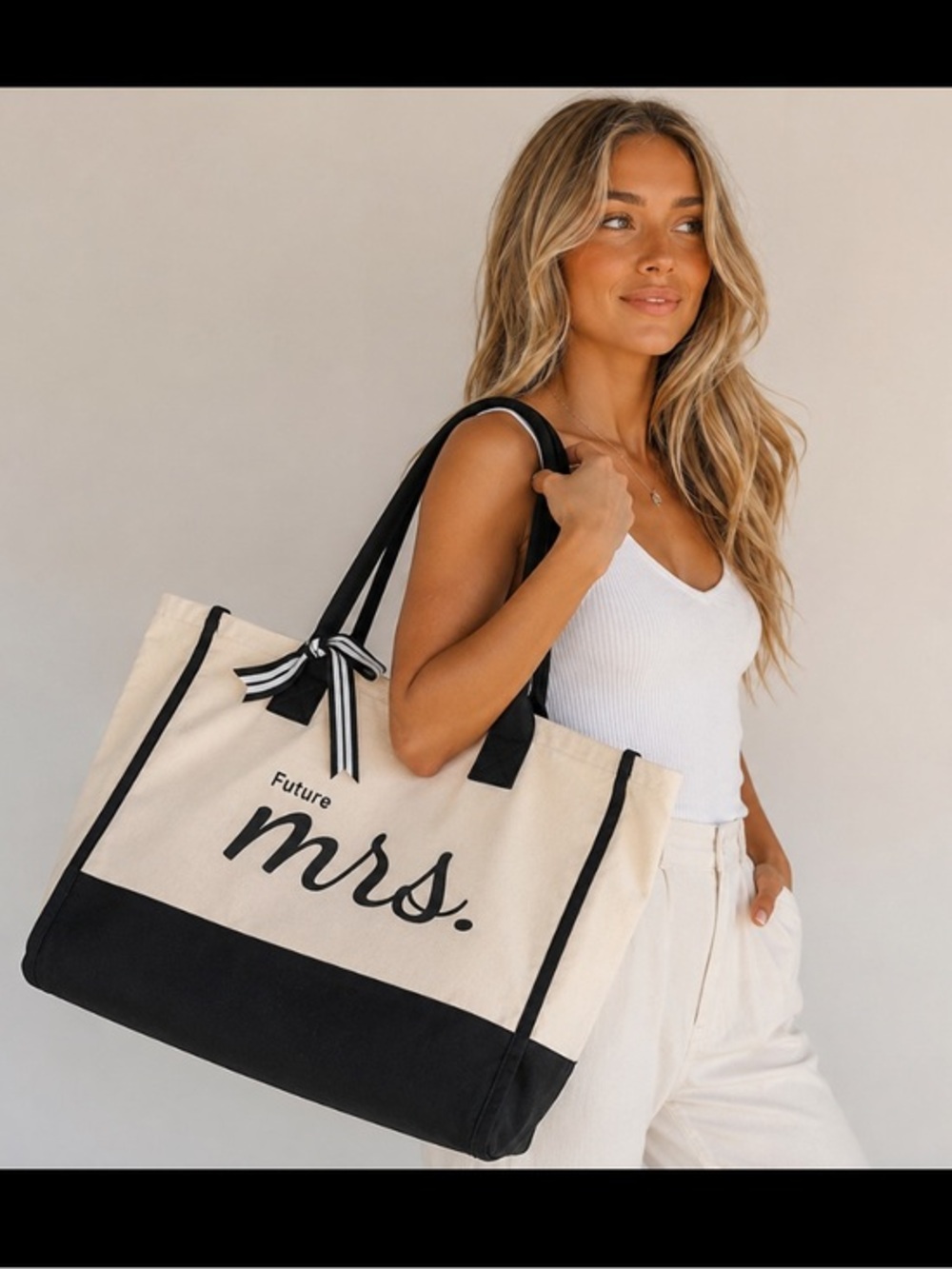 Future Mrs. Canvas Weekender Tote Bag Natural Cotton Bridal Travel Tote Gift